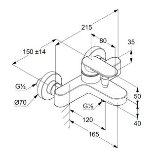 Смеситель для ванны Kludi Louva 246910575 хром