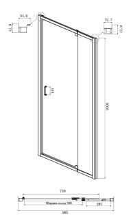 Душевая дверь Ambassador Elysium 111021104KX 100см хром/прозрачное