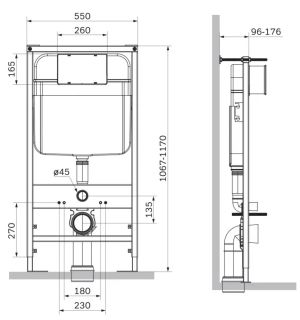 Инсталляция ля унитаза SantiLine SL-03 с кнопкой смыва чёрный матовый овал