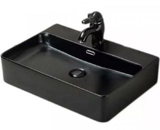Раковина накладная SantiLine SL-1003MB 60см чёрный матовый