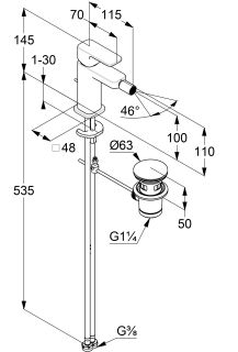 Смеситель для биде Kludi Renon 42216N275 сталь оружейная брашированная