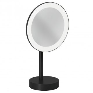 Зеркало косметическое Kludi Vela R 5899539F с 3-х кратным увеличением и LED-подсветкой чёрный матовый