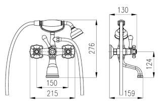 Смеситель для ванны Rav Slezak Morava Retro MK559.5/2 хром