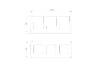 Три стакана для зубных щеток с держателем Wonzon & Woghand Lotte WW-8338 хром