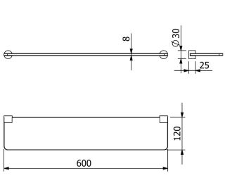 Полка стеклянная Kludi Vela R 5897305 60 см хром