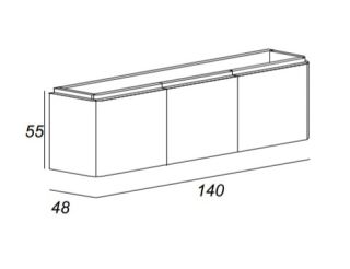 Тумба Cezares под раковину подвесная, с шестью выдвижными ящиками 55233 Grigio nuvola, 140x48x55