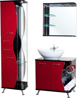 Тумба под раковину Bellezza Рио 70см левая красный/чёрный 00000001445