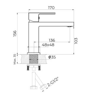 Cмеситель для раковины Knotlor KN-20, хром