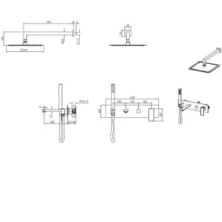 Душевой комплект Boheme Qubic 474-BRB брашированная бронза