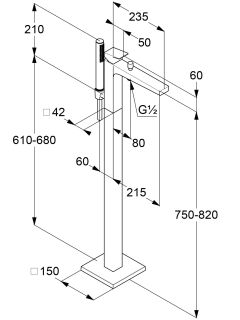 Напольный смеситель для ванны Kludi Decus 54590N575 брашированный никель