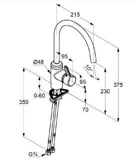 Смеситель для кухни Kludi Bozz чёрный матовый 428033978
