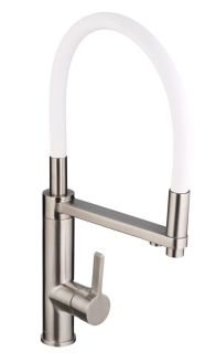 Смеситель для кухни Swedbe Selene Plus 8641 с каналом для подключения фильтра и гибким изливом нержавеющая сталь/белый