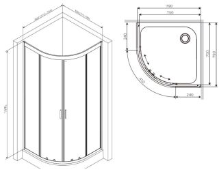 Душевой уголок Am.Pm Gem 80x80см чёрный матовый W90G-401-080BT