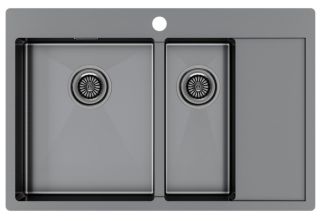 Мойка кухонная Paulmark Kroner PM227851-GML левая воронёная сталь