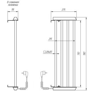 Полка электрическая Domoterm DMT 73 25x83 EK L хром