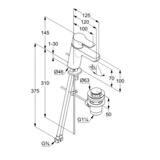 Смеситель для раковины Kludi Pure&Solid 373880565WR4 хром
