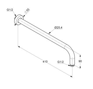 Кронштейн для верхнего душа Kludi A-QA 66514N1-00 40 см брашированная бронза