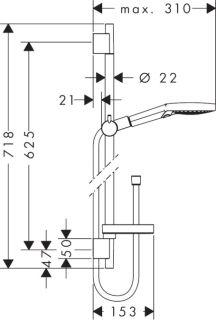 Душевой гарнитур Hansgrohe Raindance Select S 120 3 jet 26630400 штанга 650 мм