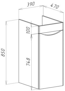 Тумба под раковину для стиральной машины Bellezza Олиссия 100см левая серый 00000011198