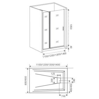 Душевая дверь Good Door Fantasy WTW-130-F-CH стекло прозрачное с зеркальным рисунком Фэнтази