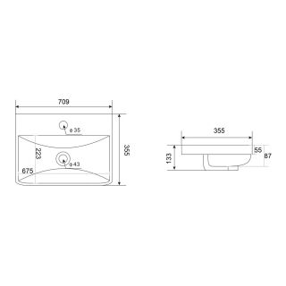 Раковина Velvex 9595(70), белый