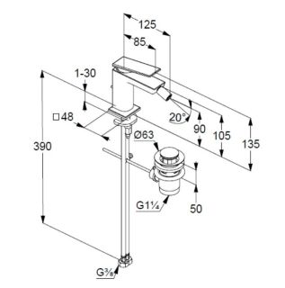 Смеситель для биде Kludi Decus 54217N275 сталь оружейная брашированная