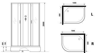 Душевая кабина Niagara NG-33084-14LBK 100x80см серебро/матовое