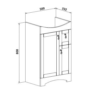 Тумба под раковину Runo  (под умывальник Carina 55) Мерида 55 (00-00000738)