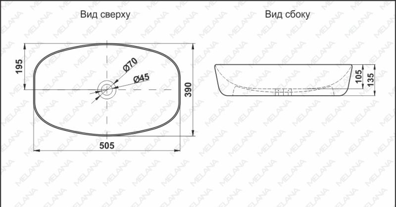 Накладная раковина Melana 320352-805 50см белый