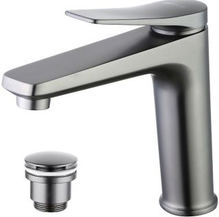 Смеситель для раковины Lemark Bronx LM3737GM с донным клапаном графит