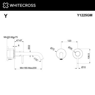 Смеситель для раковины WHITECROSS Y1225GM оружейная сталь