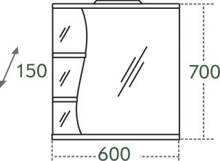Зеркальный шкаф СанТа Волна 101014 60см правый белый