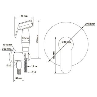 Гигиенический душ Swedbe Platta 5525 со смесителем хром