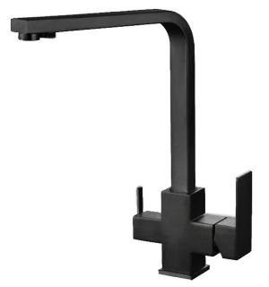 Смеситель для кухни Haiba HB76803-7 с подключением фильтра питьевой воды чёрный матовый