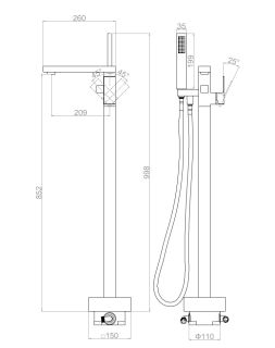 Напольный смеситель для ванны DQ Bayern.Liszt DA1516006 графит