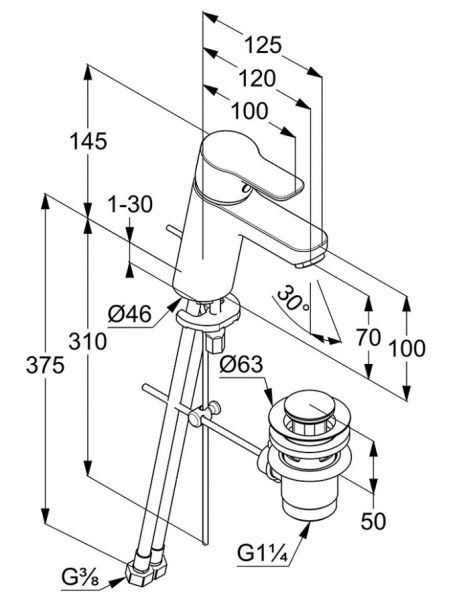 Смеситель для раковины Kludi Pure&Easy хром 372820565