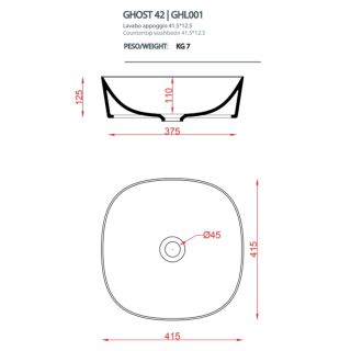 Раковина ArtCeram Ghost GHL001 01 90 белая El moro 41.5 см