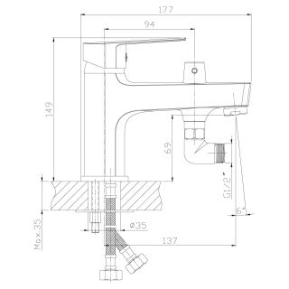 Смеситель для ванны Rossinka S35-38 Хром