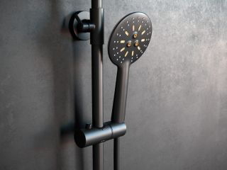 Душевая стойка Laguraty 7005 с изливом чёрный матовый