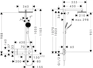 Душевая система Hansgrohe Raindance Alive Q Showerpipe 24580670 черный