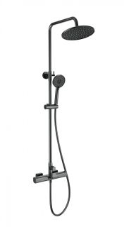 Душевая стойка Wonzon & Woghand Plate WW-C3017-A-BGG с термостатом тёмный графит