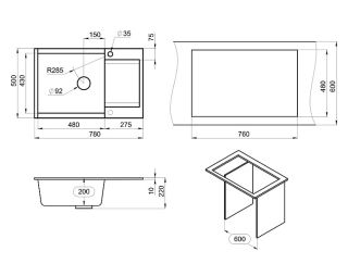 Мойка кухонная Granula 7807, ТУРМАЛИН