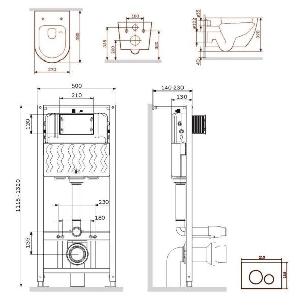 Унитаз с инсталляцией AM.PM Like IS49051.801900 хром