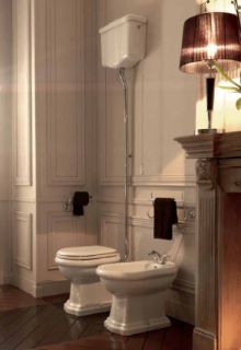 Механизм слива Kerasan 754591 для высокого сливного бачка белый золото