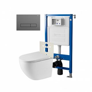 Комплект унитаза с инсталляцией Point Элемент PN48253GM с сиденьем Микролифт