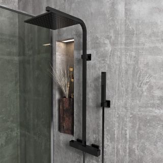 Душевая стойка Paini Dax-R 84PZ689TH с термостатом чёрный матовый