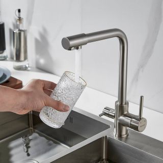 Смеситель для кухни Shevanik S328L с подключением фильтра сатин