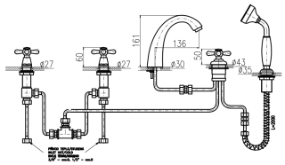 Смеситель на борт ванны Rav Slezak Morava retro MK376.5PSM бронза