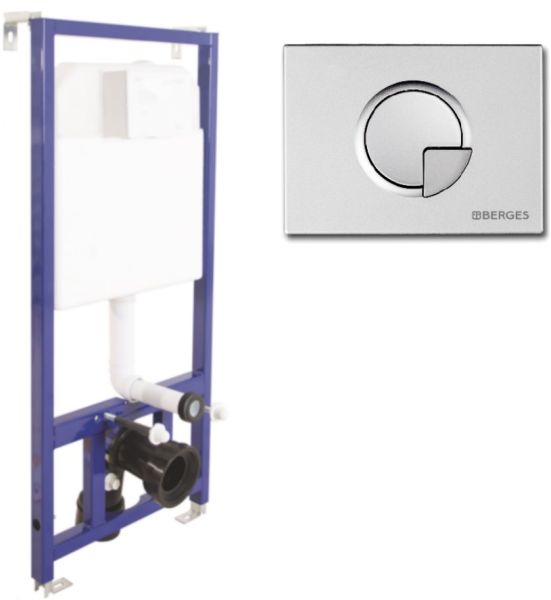 Инсталляция для унитаза Berges Novum R2 с кнопкой матовый хром 040222