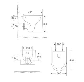 Подвесной унитаз Point Деметра PN41121 безободковый белый